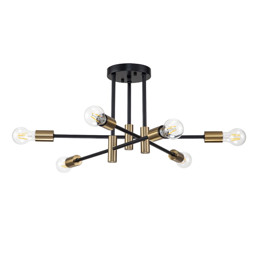 Plafonnier semi-encastré style Spoutnik à bras ajustables en métal noir – Luminaire d'ambiance moderne pour salons, salles à manger, cham