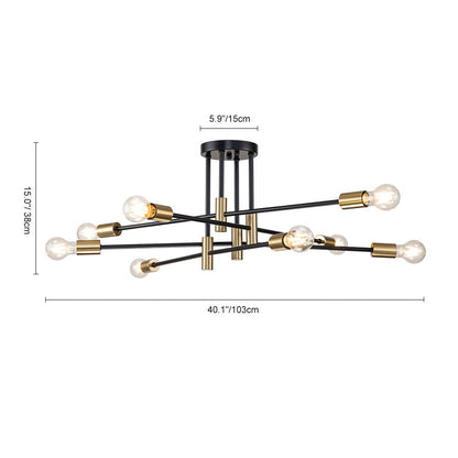 Plafonnier semi-encastré style Spoutnik à bras ajustables en métal noir – Luminaire d'ambiance moderne pour salons, salles à manger, cham