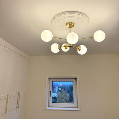 Multi-Globe Pendant Light with Adjustable Height 35 in Wide Opal Glass Ceiling Fixture for Dining Room Kitchen Island Living Room Dimmable H