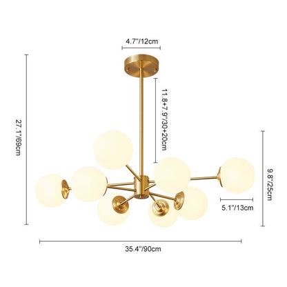 Multi-Globe Pendant Light with Adjustable Height 35 in Wide Opal Glass Ceiling Fixture for Dining Room Kitchen Island Living Room Dimmable H