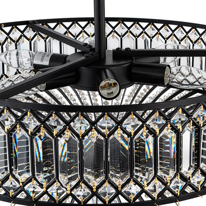 Plafonnier tambour scintillant, luminaire encastré rond en cristal de 20 po, intensité réglable, 6 lumières pour chambre à coucher et salon