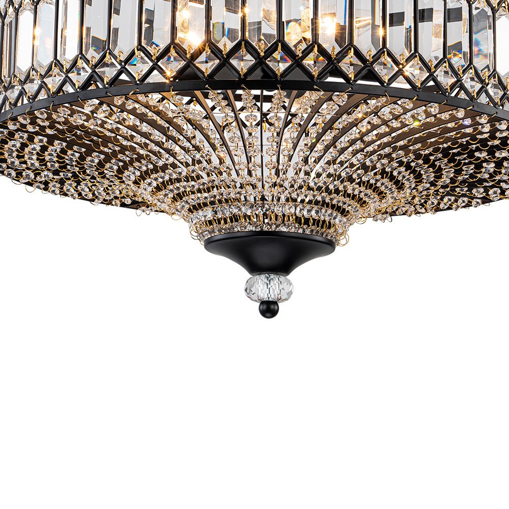 Plafonnier tambour scintillant, luminaire encastré rond en cristal de 20 po, intensité réglable, 6 lumières pour chambre à coucher et salon