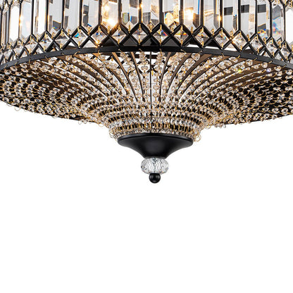 Plafonnier tambour scintillant, luminaire encastré rond en cristal de 20 po, intensité réglable, 6 lumières pour chambre à coucher et salon