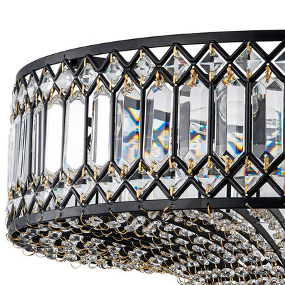 Plafonnier tambour scintillant, luminaire encastré rond en cristal de 20 po, intensité réglable, 6 lumières pour chambre à coucher et salon
