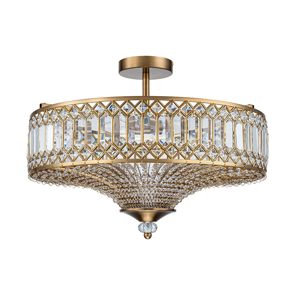 Plafonnier tambour scintillant, luminaire encastré rond en cristal de 20 po, intensité réglable, 6 lumières pour chambre à coucher et salon