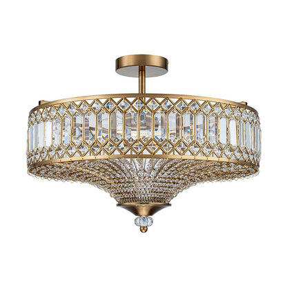 Plafonnier tambour scintillant, luminaire encastré rond en cristal de 20 po, intensité réglable, 6 lumières pour chambre à coucher et salon