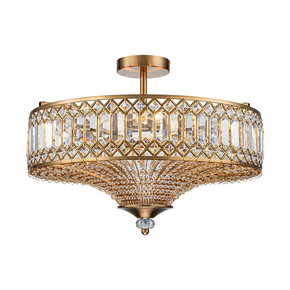 Plafonnier tambour scintillant, luminaire encastré rond en cristal de 20 po, intensité réglable, 6 lumières pour chambre à coucher et salon