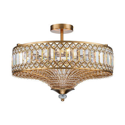 Plafonnier tambour scintillant, luminaire encastré rond en cristal de 20 po, intensité réglable, 6 lumières pour chambre à coucher et salon