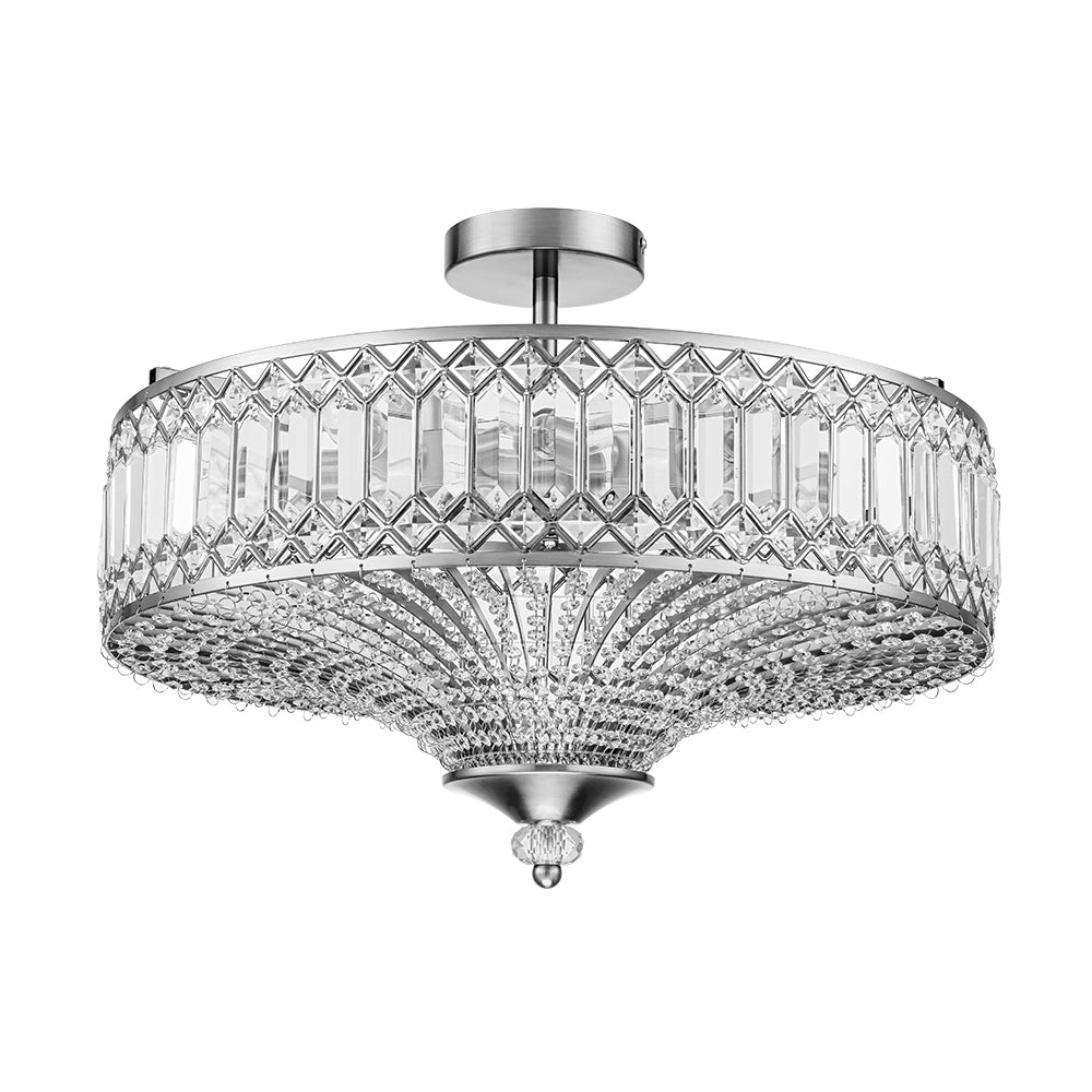 Plafonnier tambour scintillant, luminaire encastré rond en cristal de 20 po, intensité réglable, 6 lumières pour chambre à coucher et salon