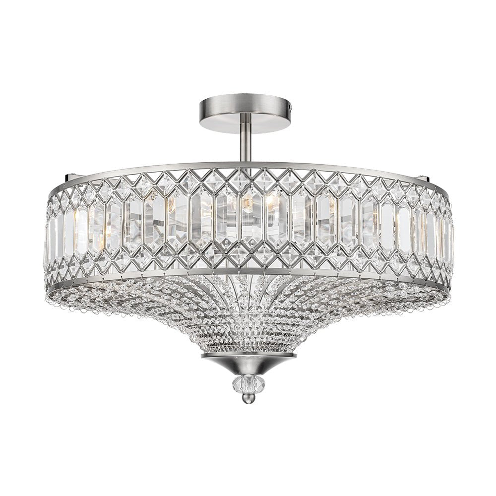 Plafonnier tambour scintillant, luminaire encastré rond en cristal de 20 po, intensité réglable, 6 lumières pour chambre à coucher et salon