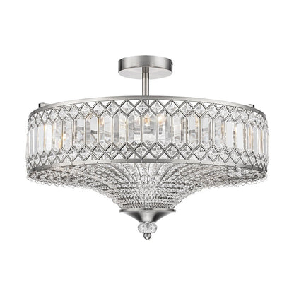 Plafonnier tambour scintillant, luminaire encastré rond en cristal de 20 po, intensité réglable, 6 lumières pour chambre à coucher et salon