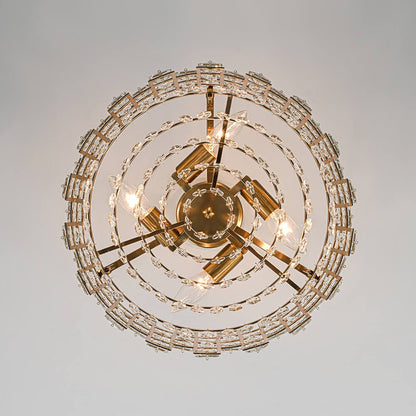 Semi-Flush Crystal Drum Light 15 Inch Dimmable Chrome Brass Metal Glass for Bedroom Living Room Dining Room Hallway Entry Foyer Modern Glam