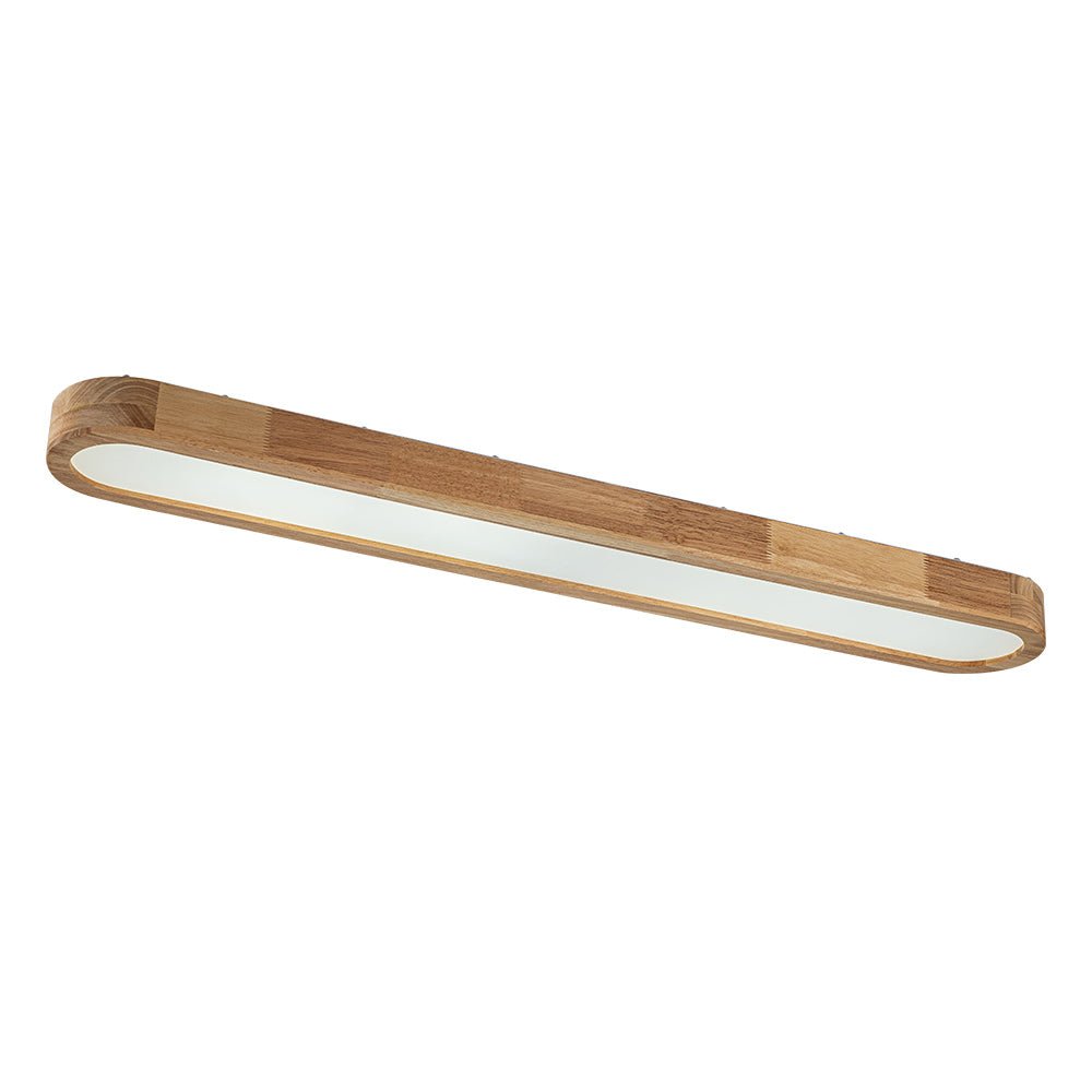Oval LED Flush Mount Ceiling Light with Wood-Look Frame 37 in Dimmable Kitchen & Living Room Remote Fixture