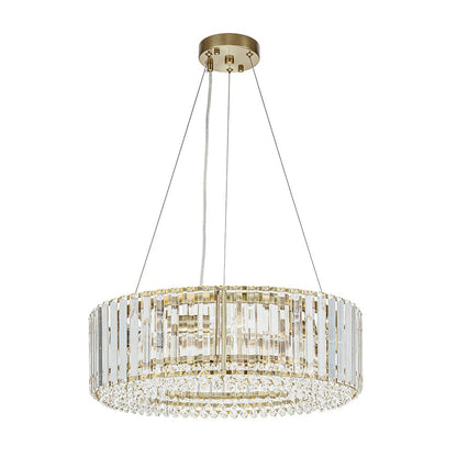 Suspension à six lumières avec cristaux facettés et cadre en métal pour salles à manger, entrées et espaces de vie – Hauteur réglable, culot E14, ver