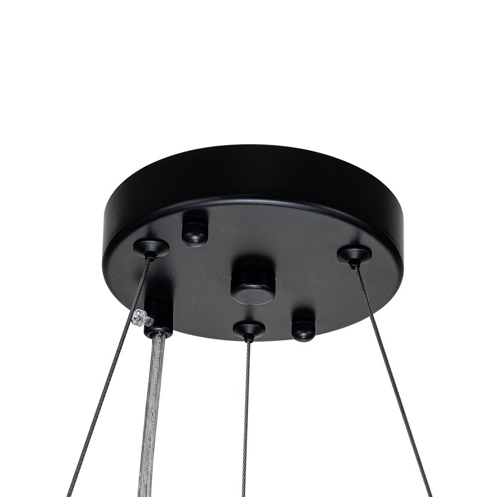 Suspension à six lumières avec cristaux facettés et cadre en métal pour salles à manger, entrées et espaces de vie – Hauteur réglable, culot E14, ver
