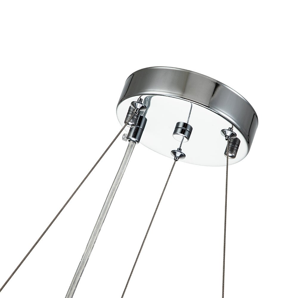 Suspension à six lumières avec cristaux facettés et cadre en métal pour salles à manger, entrées et espaces de vie – Hauteur réglable, culot E14, ver