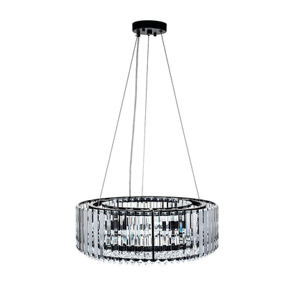 Suspension à six lumières avec cristaux facettés et cadre en métal pour salles à manger, entrées et espaces de vie – Hauteur réglable, culot E14, ver