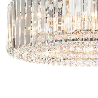 Suspension à six lumières avec cristaux facettés et cadre en métal pour salles à manger, entrées et espaces de vie – Hauteur réglable, culot E14, ver