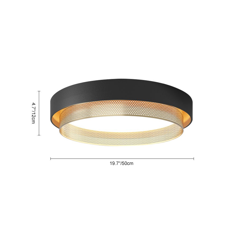 20-Inch LED Ring Ceiling Light Flush Mount Metal Black or White for Hallway Bedroom Living Room Modern Low Profile Round Fixture Integrated