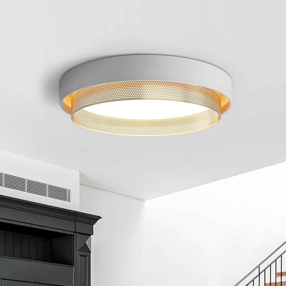 20-Inch LED Ring Ceiling Light Flush Mount Metal Black or White for Hallway Bedroom Living Room Modern Low Profile Round Fixture Integrated