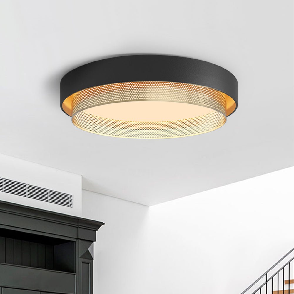 20-Inch LED Ring Ceiling Light Flush Mount Metal Black or White for Hallway Bedroom Living Room Modern Low Profile Round Fixture Integrated