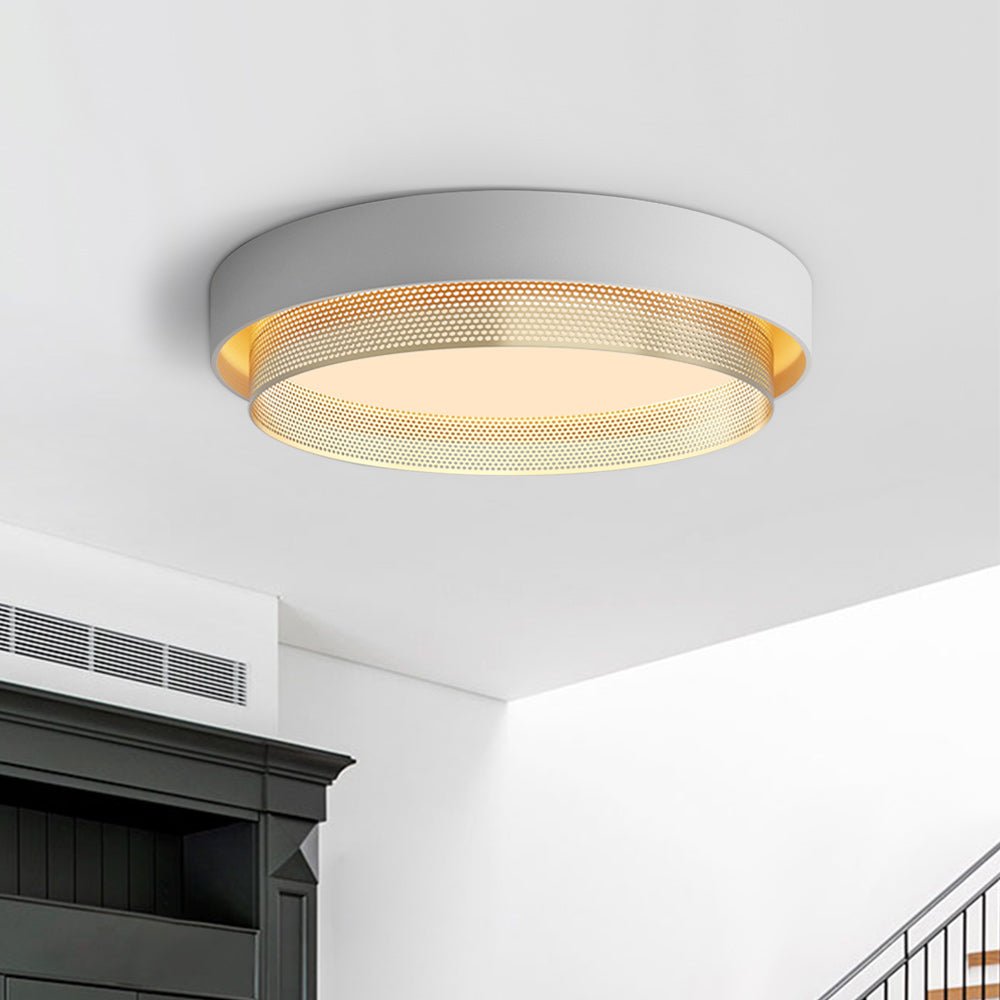 20-Inch LED Ring Ceiling Light Flush Mount Metal Black or White for Hallway Bedroom Living Room Modern Low Profile Round Fixture Integrated
