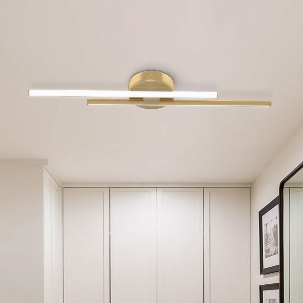 Linear LED Flush Mount Ceiling Light 24 in Metal Strip Fixture Cool White 6000K for Kitchen Office Bathroom Modern Task Lighting