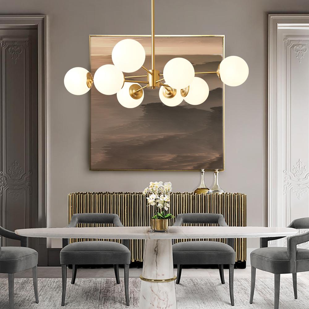Multi-Globe Pendant Light with Adjustable Height 35 in Wide Opal Glass Ceiling Fixture for Dining Room Kitchen Island Living Room Dimmable H