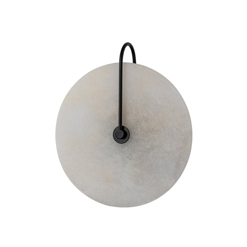 Modern Sconce Light with Circular Marble-Look Shade 5W LED Black & White for Bedrooms Hallways Living Rooms Mid-Century Accent Lighting