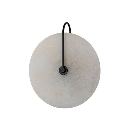 Modern Sconce Light with Circular Marble-Look Shade 5W LED Black & White for Bedrooms Hallways Living Rooms Mid-Century Accent Lighting