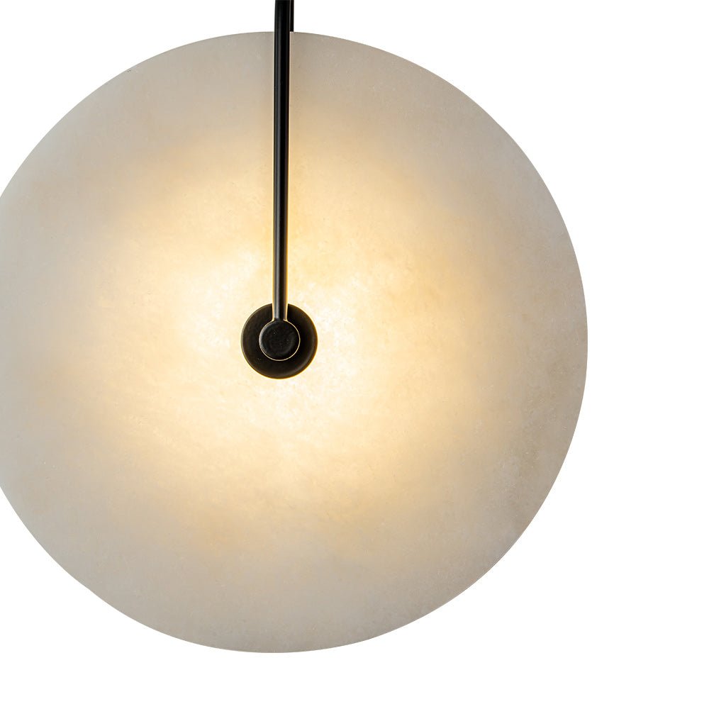 Modern Sconce Light with Circular Marble-Look Shade 5W LED Black & White for Bedrooms Hallways Living Rooms Mid-Century Accent Lighting