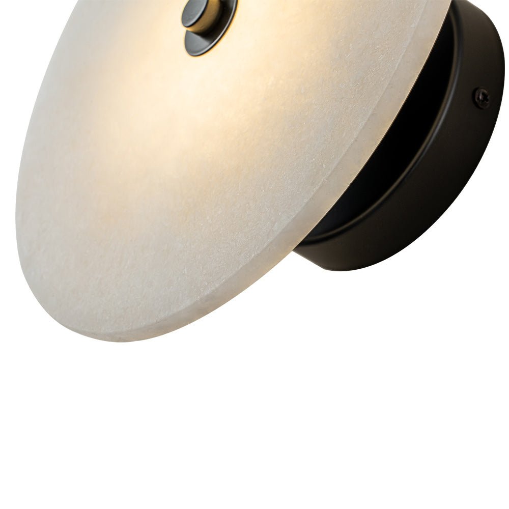 Modern Sconce Light with Circular Marble-Look Shade 5W LED Black & White for Bedrooms Hallways Living Rooms Mid-Century Accent Lighting