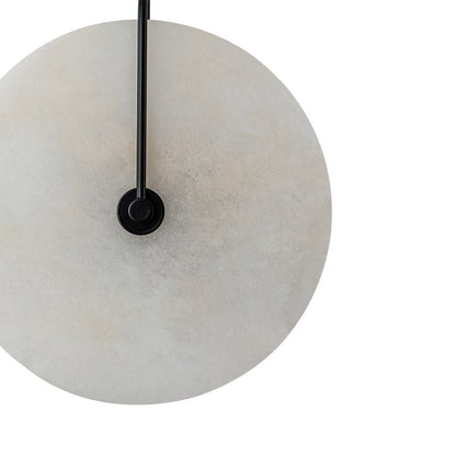 Modern Sconce Light with Circular Marble-Look Shade 5W LED Black & White for Bedrooms Hallways Living Rooms Mid-Century Accent Lighting