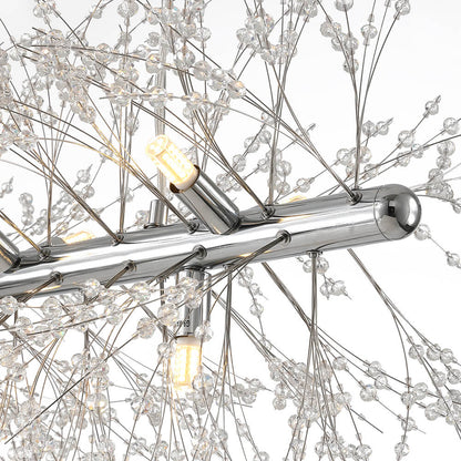 Linear Crystal Chandelier 36-Inch 12-Light Gold Chrome Finish for Dining Room Kitchen Island Contemporary Ceiling Fixture Modern Adjustable