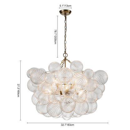 Multi-Globe Glass Chandelier Brass Finish Adjustable Height Ceiling Light for Dining Room Kitchen Island Modern Sphere Lighting Fixture 3 or