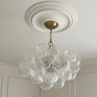 Multi-Globe Glass Chandelier Brass Finish Adjustable Height Ceiling Light for Dining Room Kitchen Island Modern Sphere Lighting Fixture 3 or