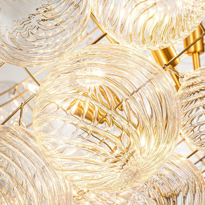 Multi-Globe Glass Chandelier Brass Finish Adjustable Height Ceiling Light for Dining Room Kitchen Island Modern Sphere Lighting Fixture 3 or