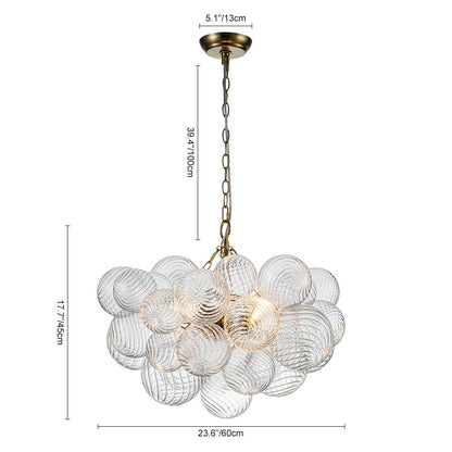 Multi-Globe Glass Chandelier Brass Finish Adjustable Height Ceiling Light for Dining Room Kitchen Island Modern Sphere Lighting Fixture 3 or