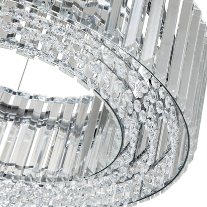 Round Chrome Fixture with Faceted Accents 20-Inch 6-Socket Adjustable Hanging Lamp for Foyer Dining Living Room Kitchen