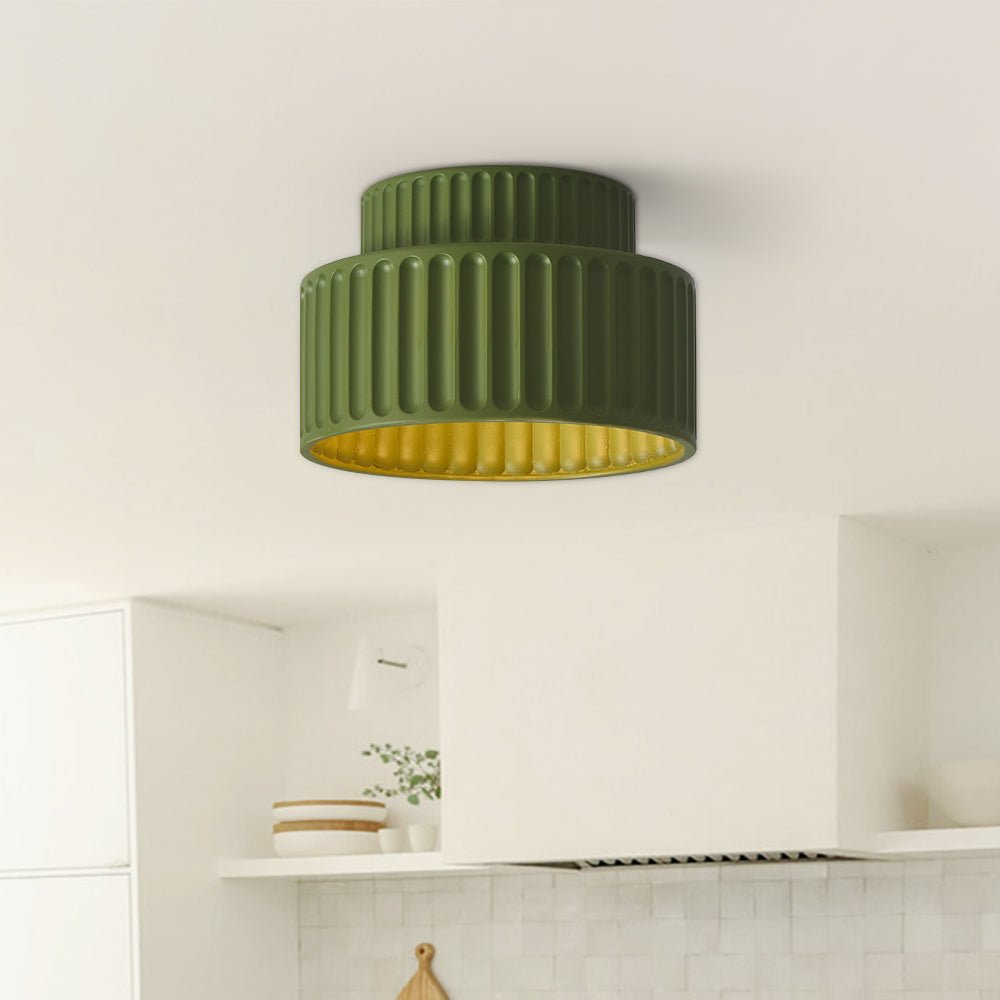 Plafonnier encastré à intensité variable pour chambre et salon, résine nervurée 9 pouces, éclairage ambiant doux d'inspiration scandinave et japonaise, taille L