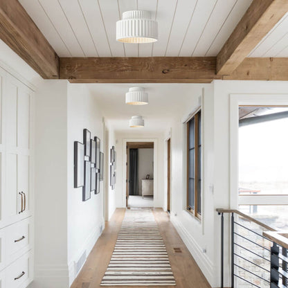 Plafonnier encastré à intensité variable pour chambre et salon, résine nervurée 9 pouces, éclairage ambiant doux d'inspiration scandinave et japonaise, taille L