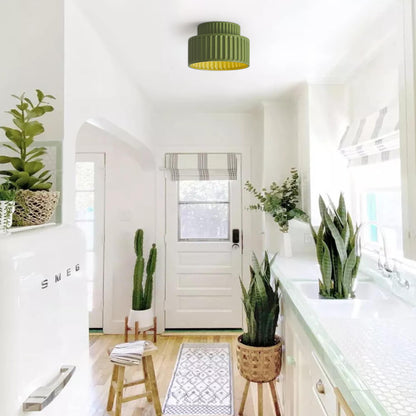 Plafonnier encastré à intensité variable pour chambre et salon, résine nervurée 9 pouces, éclairage ambiant doux d'inspiration scandinave et japonaise, taille L