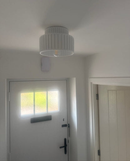 Plafonnier encastré à intensité variable pour chambre et salon, résine nervurée 9 pouces, éclairage ambiant doux d'inspiration scandinave et japonaise, taille L