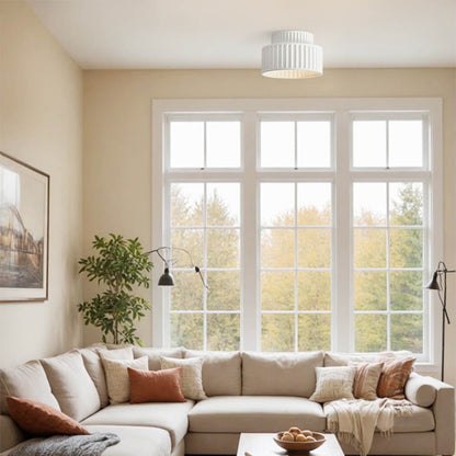 Plafonnier encastré à intensité variable pour chambre et salon, résine nervurée 9 pouces, éclairage ambiant doux d'inspiration scandinave et japonaise, taille L