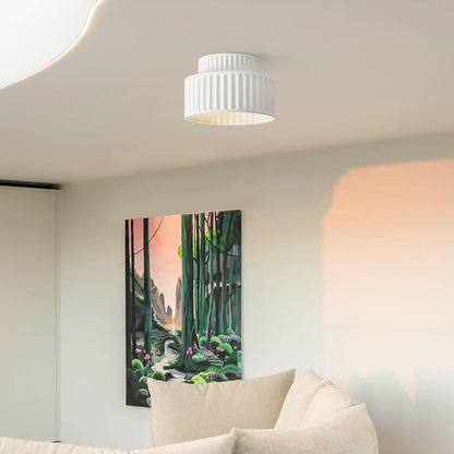 Plafonnier encastré à intensité variable pour chambre et salon, résine nervurée 9 pouces, éclairage ambiant doux d'inspiration scandinave et japonaise, taille L