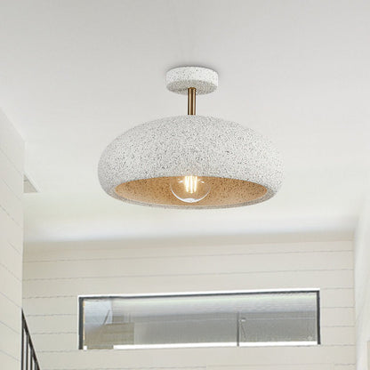 Semi-Flush Mount Dome Light Fixture 14 in Textured Metal Dimmable Overhead Lighting for Bedroom Living Room Kitchen Hallway Low Ceiling Nord