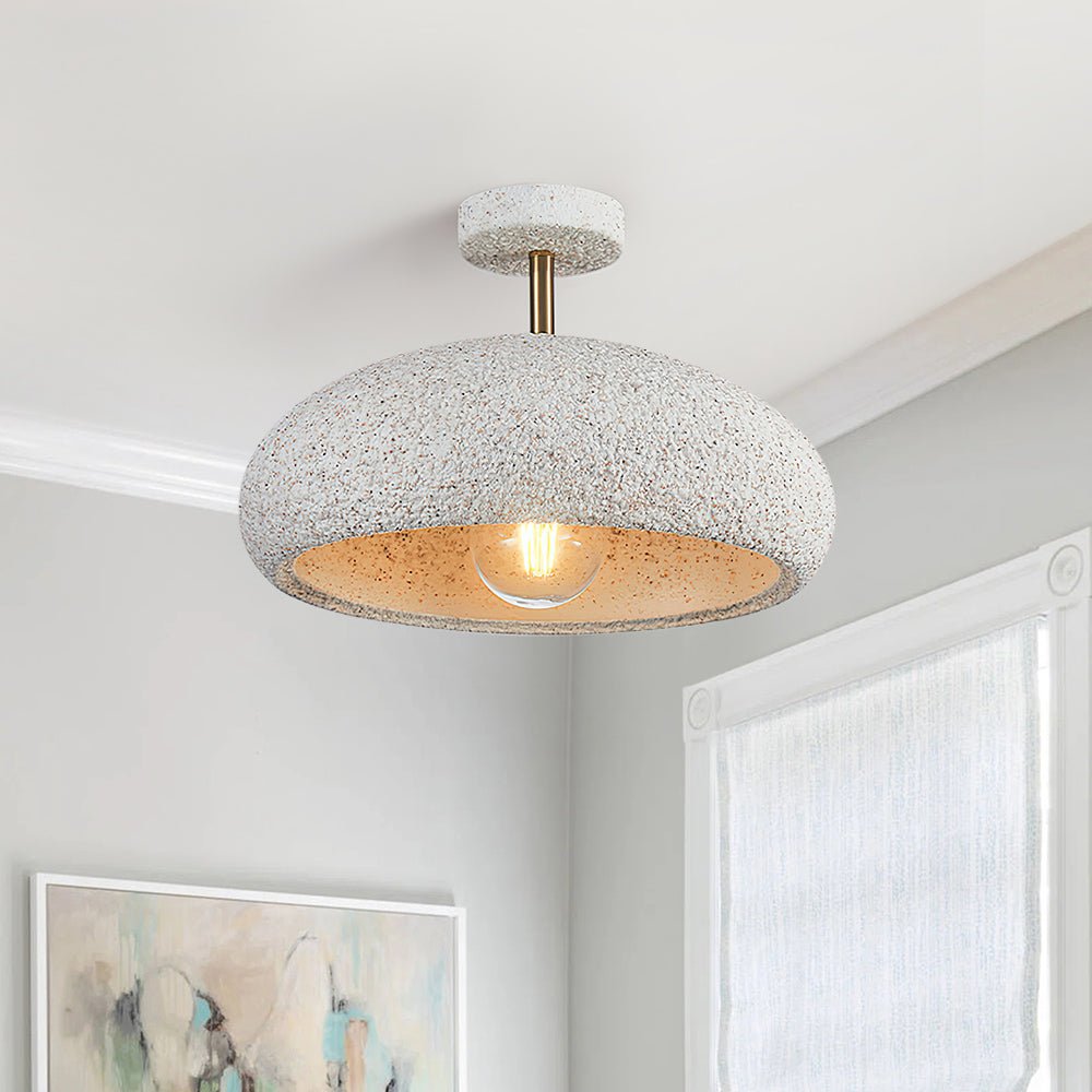 Semi-Flush Mount Dome Light Fixture 14 in Textured Metal Dimmable Overhead Lighting for Bedroom Living Room Kitchen Hallway Low Ceiling Nord