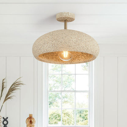 Semi-Flush Mount Dome Light Fixture 14 in Textured Metal Dimmable Overhead Lighting for Bedroom Living Room Kitchen Hallway Low Ceiling Nord