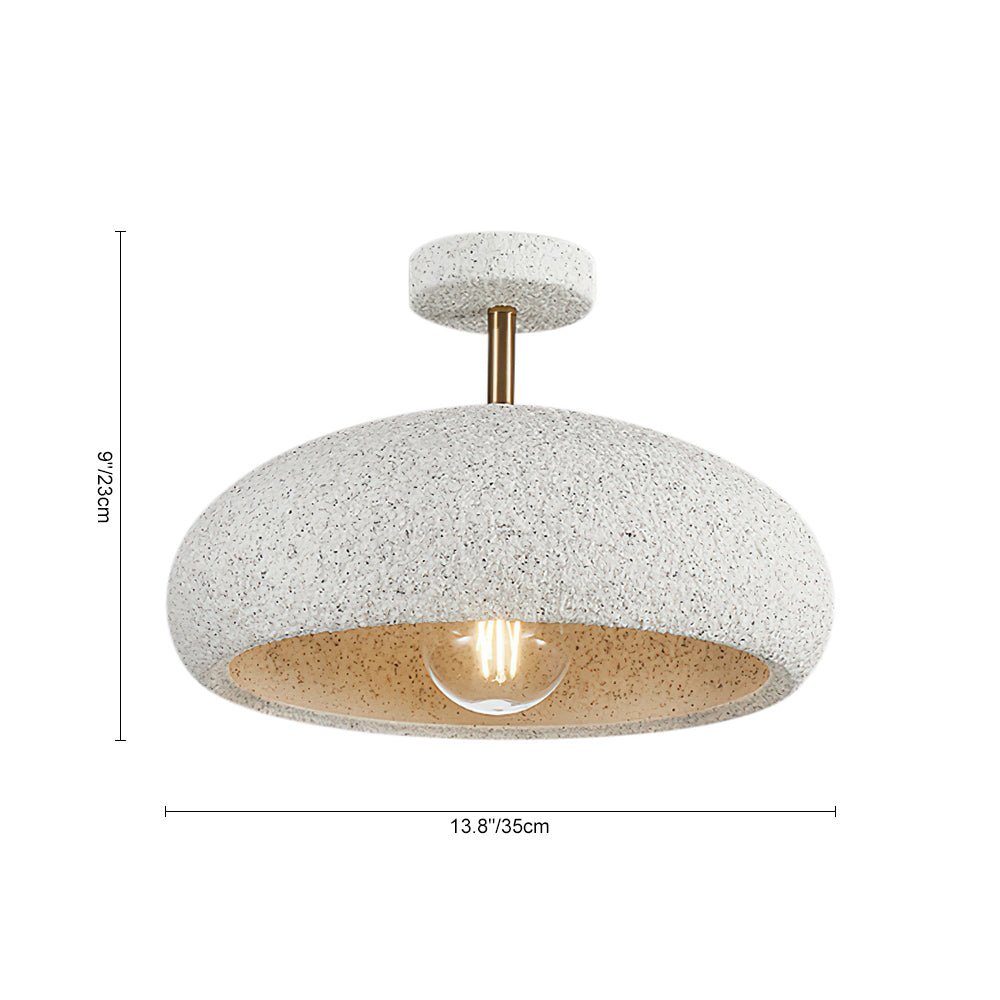Semi-Flush Mount Dome Light Fixture 14 in Textured Metal Dimmable Overhead Lighting for Bedroom Living Room Kitchen Hallway Low Ceiling Nord