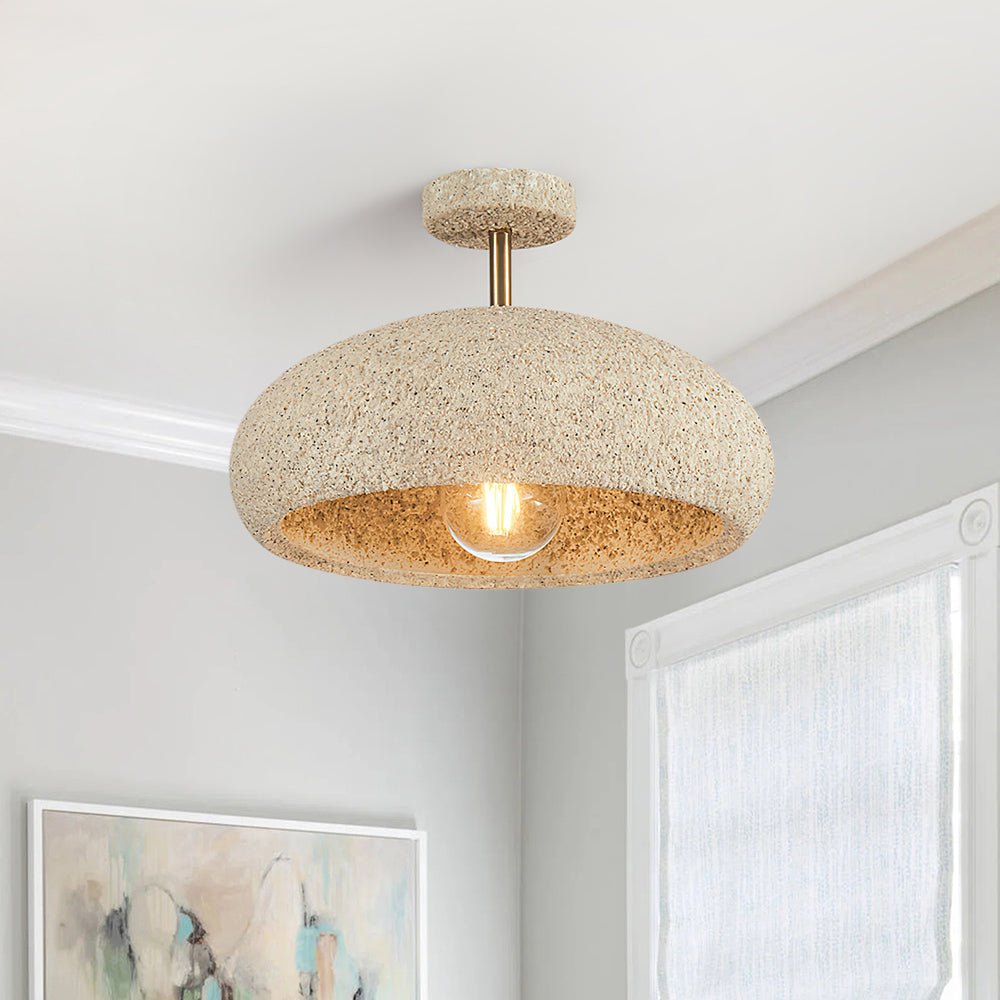 Semi-Flush Mount Dome Light Fixture 14 in Textured Metal Dimmable Overhead Lighting for Bedroom Living Room Kitchen Hallway Low Ceiling Nord
